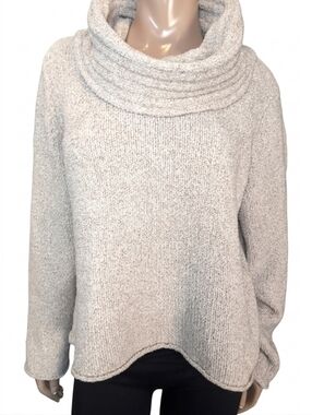 Carole Little Vintage Chenille Popcorn Knit Cowl Neck Sweater XL Cream Neutral